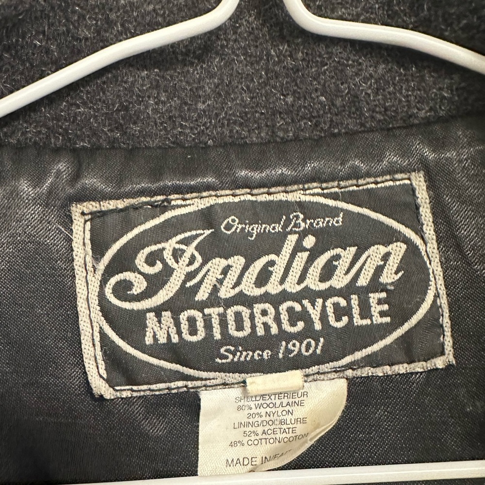 Indian Motocycle Wool Pea Coat Large ptp 26 - Picture 4 of 10